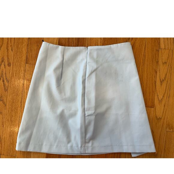 Francesca's Faux Leather Powder Blue Mini Skirt Zip Closure Small New - Picture 2 of 8